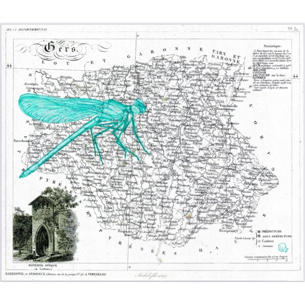 Libellule - Cadre Étiquette Armagnac  - Œuvre d’art Maquisards