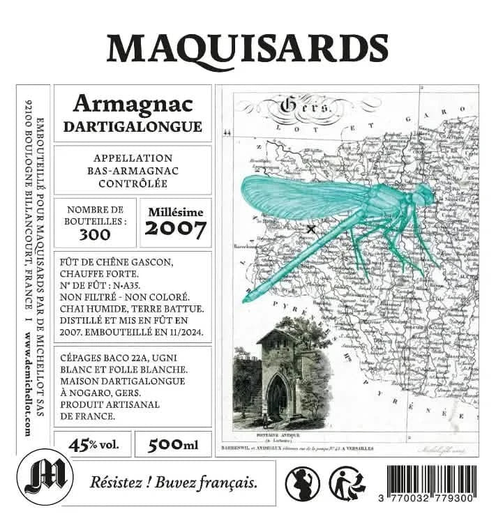 Étiquette Armagnac Dartigalongue - De Michellot