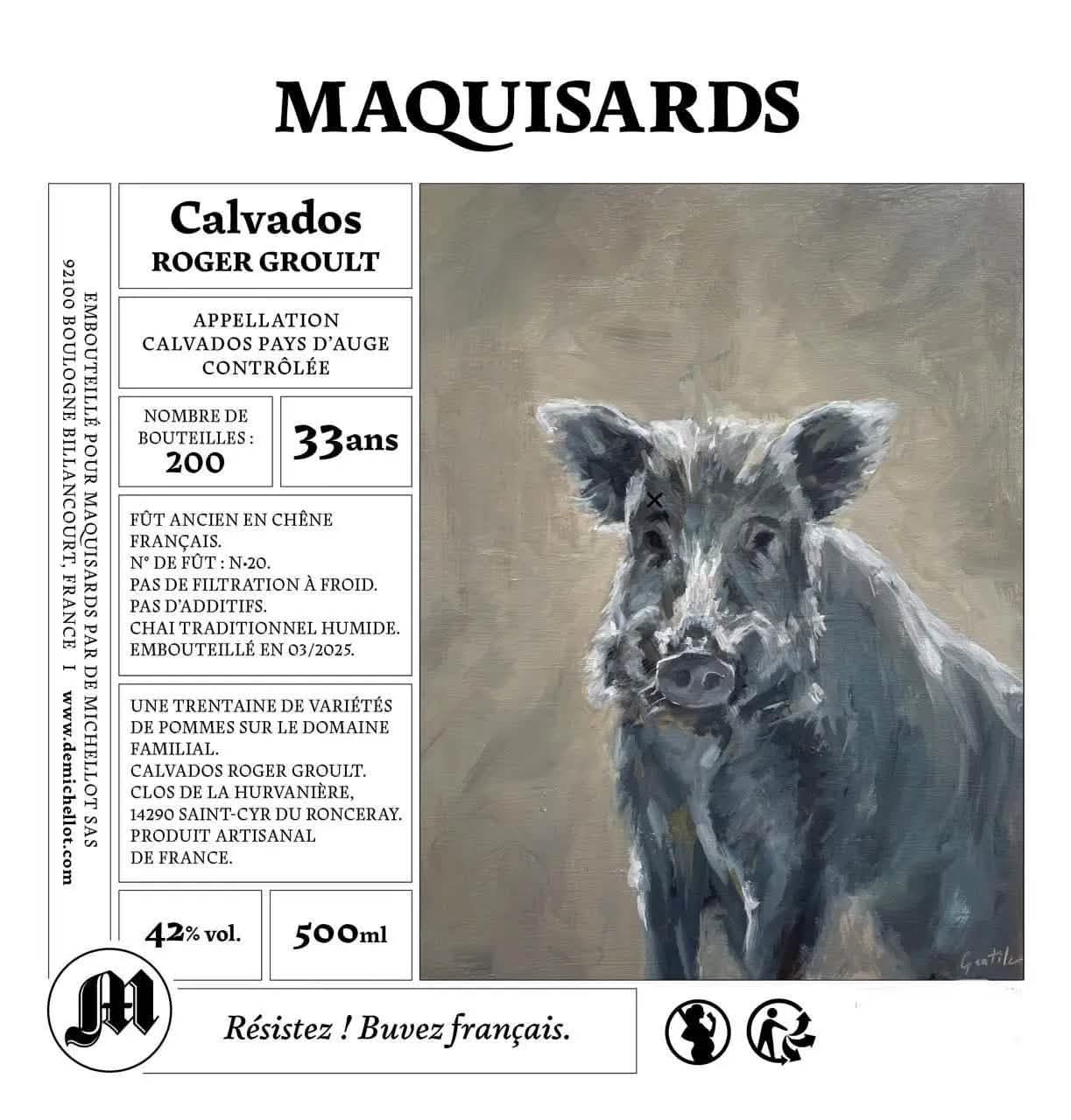 MAQUISARDS Calvados AOC Roger Groult 33ans 42% - De Michellot
